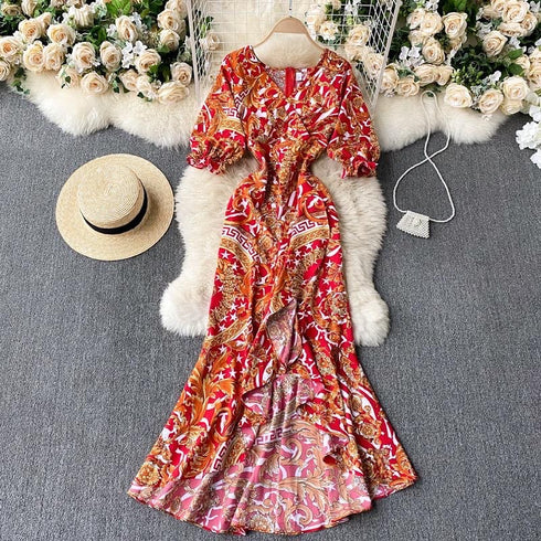 Asymmetrical Ruffles A-Line Empire Dress